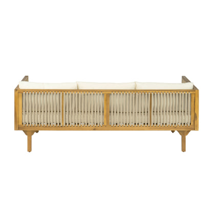 Outdoor Patio Sofa Acacia Wood Rope 67.5