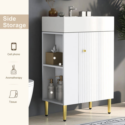 Amelia 21.6' Bathroom Vanity with Storage Cabinet, Single Ceramic Sink and Le...