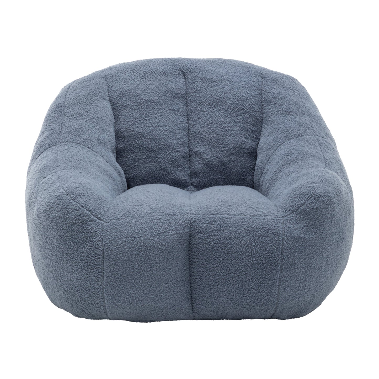Bean Bag Chair Plush Faux Fur Light Blue Memory Foam Ergonomic Armrests 37.4 In