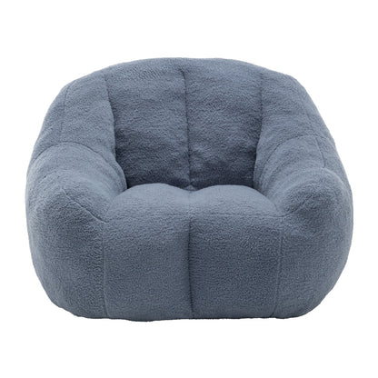 Bean Bag Chair Plush Faux Fur Light Blue Memory Foam Ergonomic Armrests 37.4 In