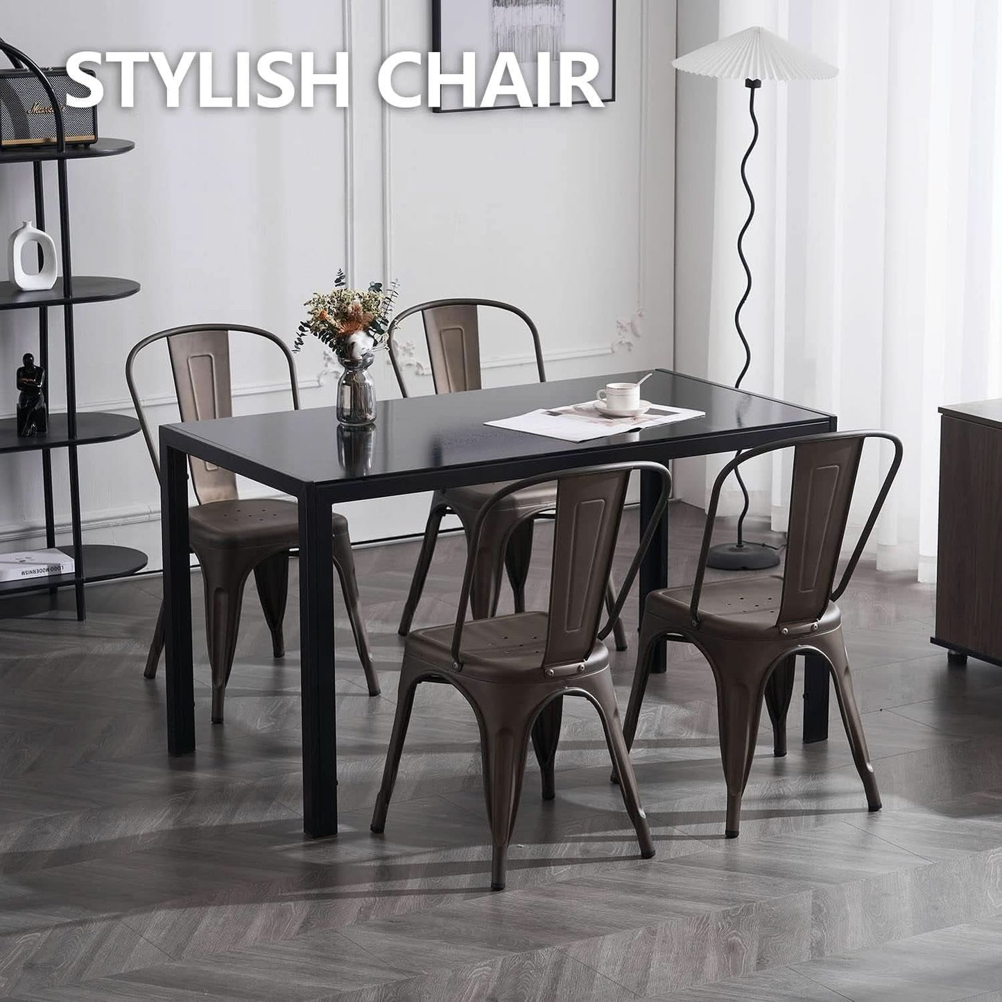 Tolix Style Metal Dining Chair 18 Inch Stackable Set Of 4