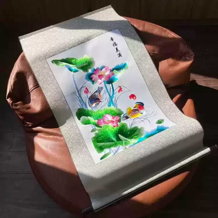 Silk Embroidery Scroll Painting – Chinese Style Silk Handicraft