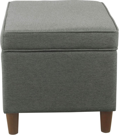 24 Inch Gray Fabric Hidden Storage Ottoman With Hinged Lid