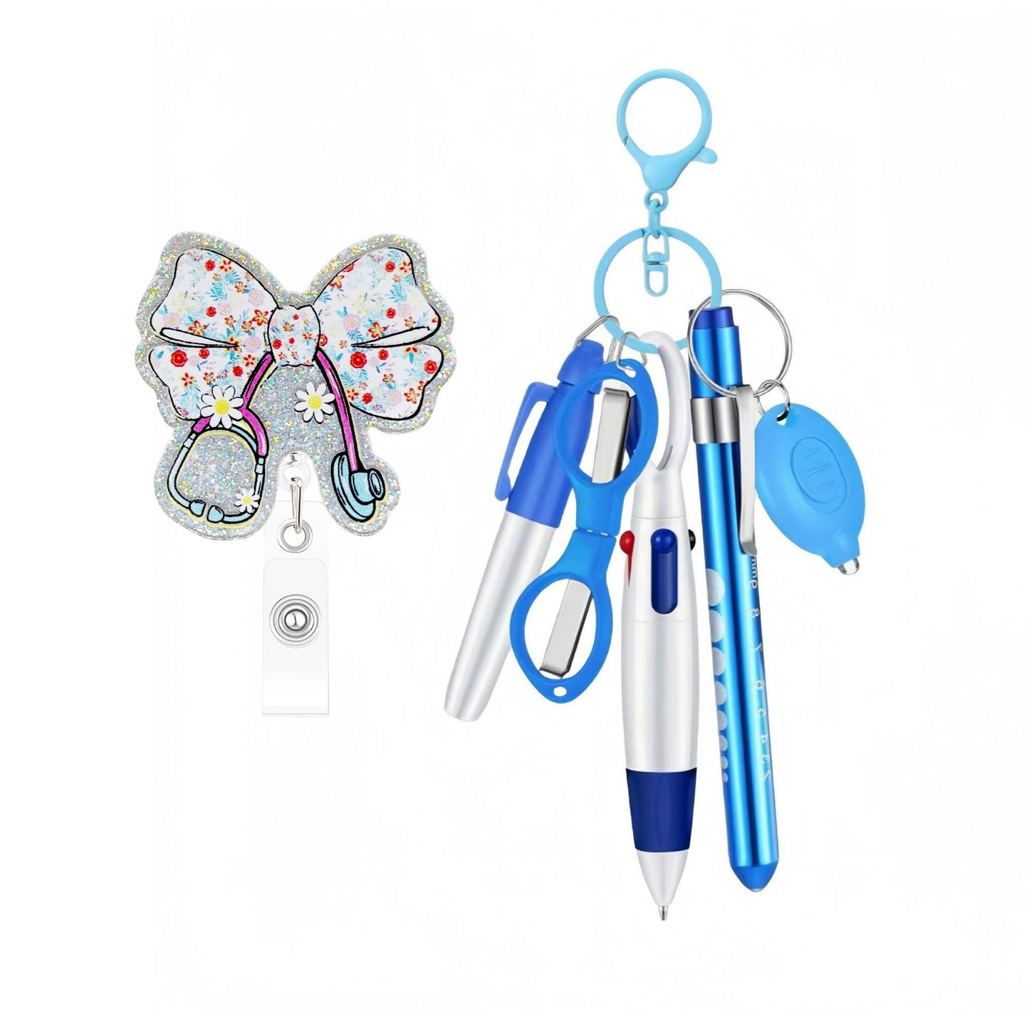 Retractable Nurse Pen Set Keychain With Flashlight