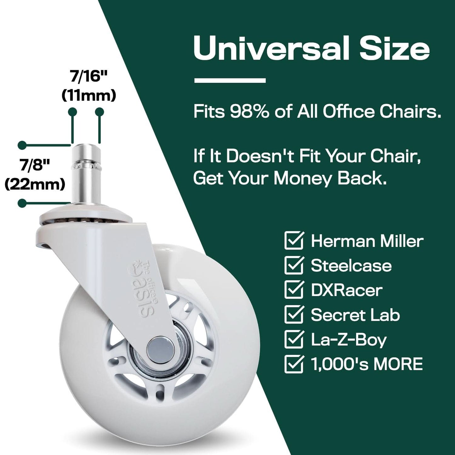 Original Roller Blade Office Chair Wheels White Set Of 5