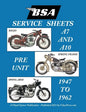 BSA A7 - A10 'Service Sheets' 1947-1962 for All Rigid, Spring Frame and Swing Arm Group 'a' Motorcycles - Paperback