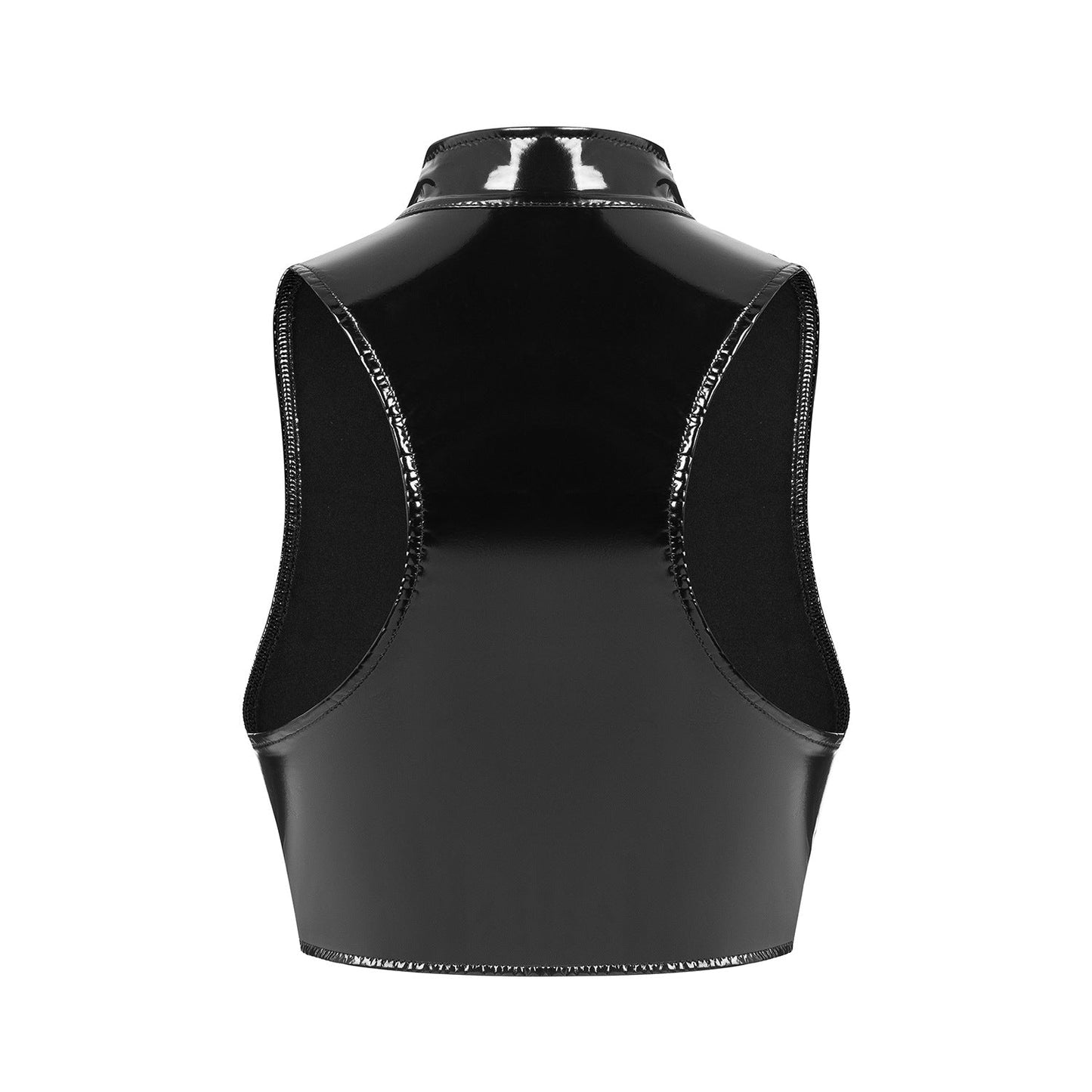Sexy Women's Mirror Bright Leather Vest