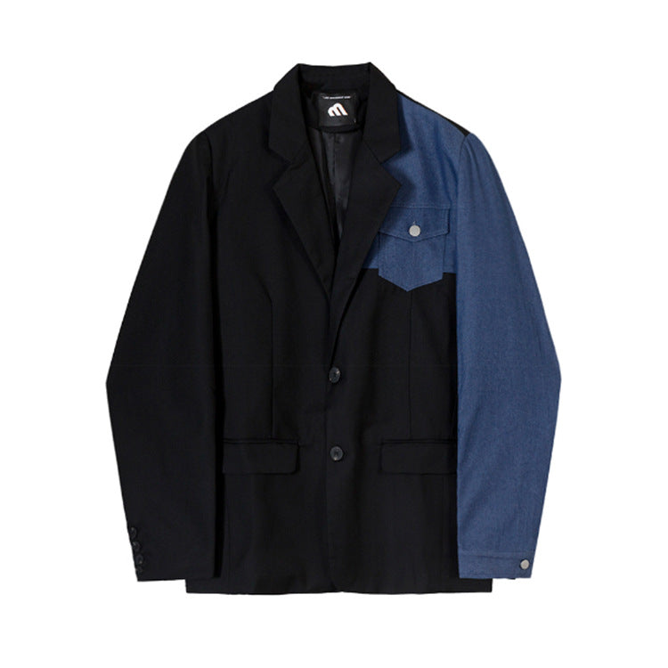 Comfortable And Versatile Denim-Panel Blazer