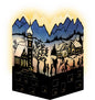 Winter Village Scene Silhouette Advent Lantern Card With Envelope