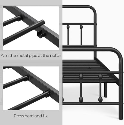 Queen Size Metal Platform Bed Frame With Storage Black