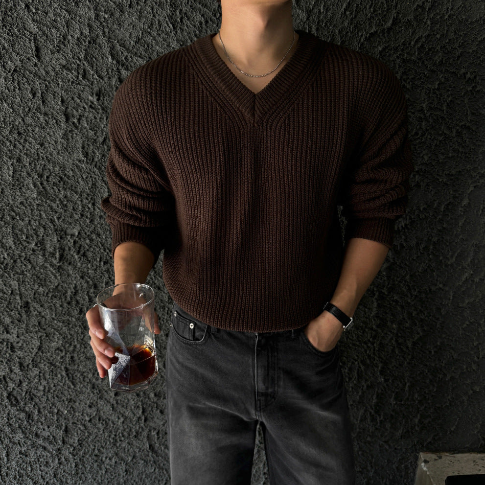 Mens AutumnWinter Loose-Knit Bottoming Sweater