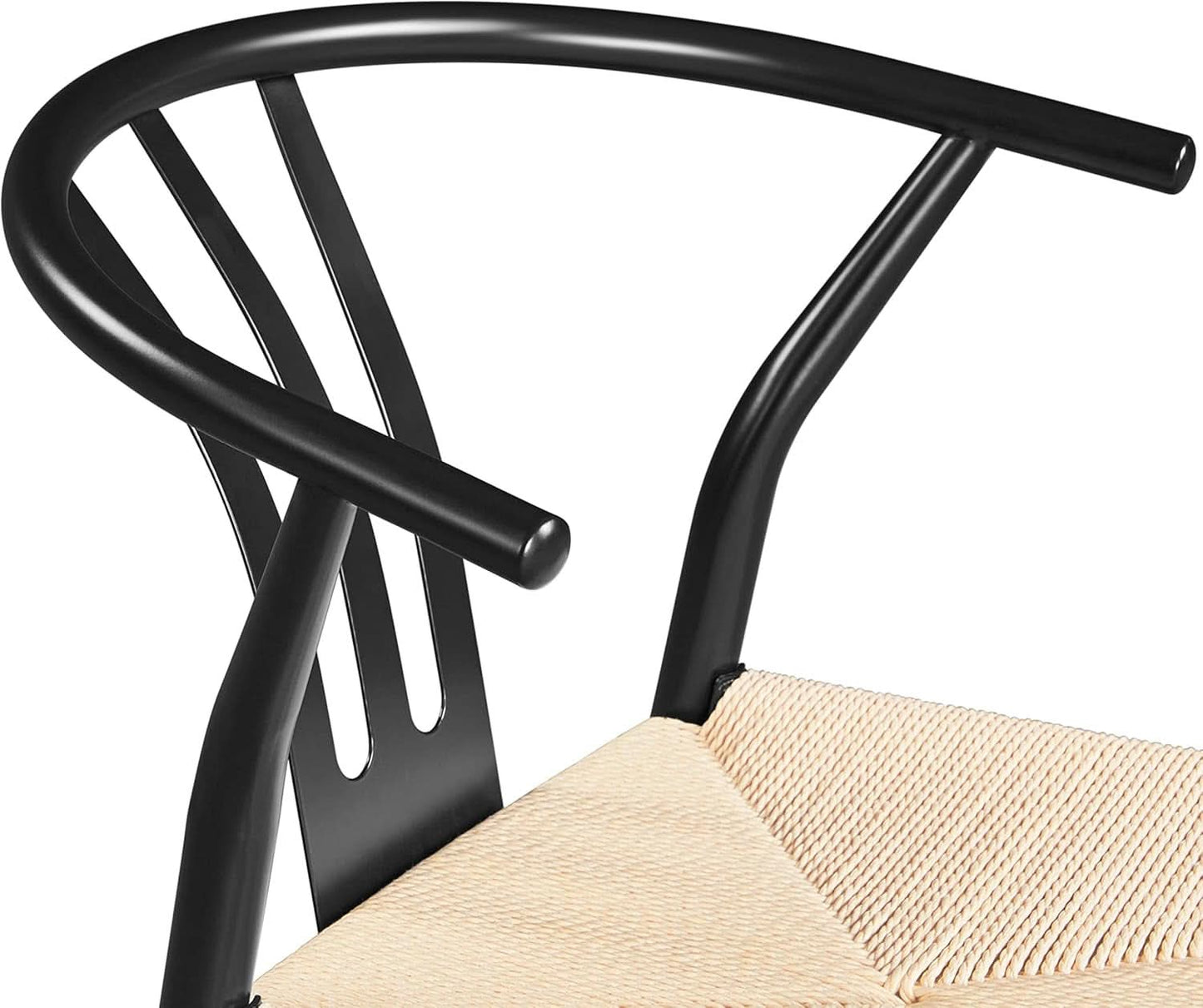 Black Rattan Weave Dining Chairs Set 2 Mid Century Modern