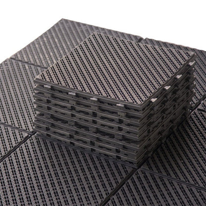 Outdoor Interlocking Deck Tiles Composite Plastic Dark Brown 12x12