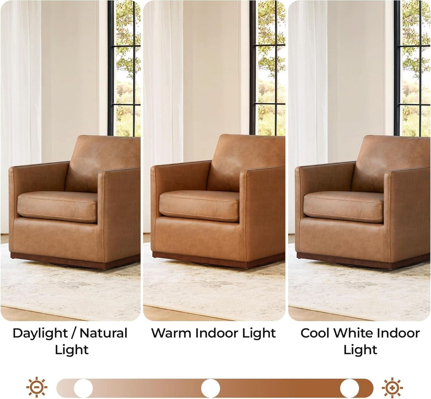 Genuine Leather Swivel Accent Chair Fully Assembled