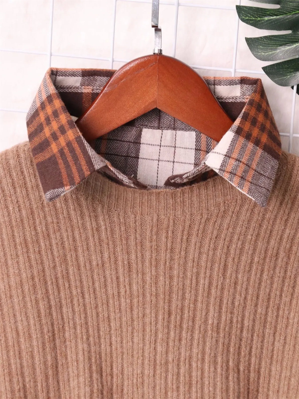 Plaid Long Sleeve Sweater Dress