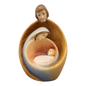 Modern Style Holy Family Carved Nativity - Color - 4.5 Inch - with Faces