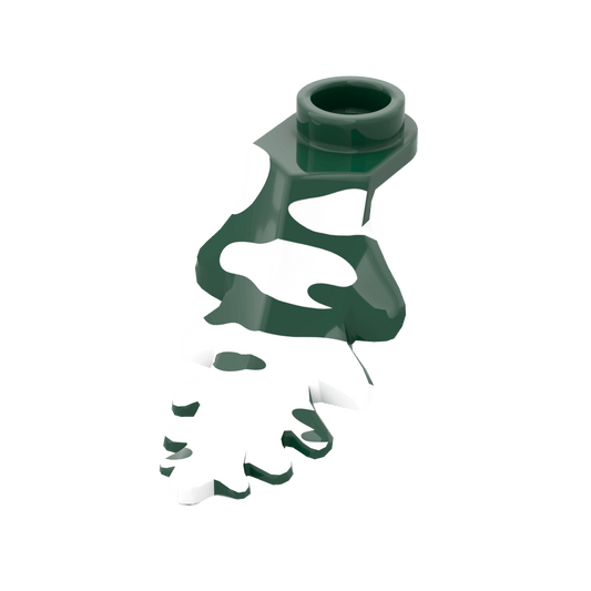 Dark Green Plant Leaf - Flocked Snow - Winter - Custom Printed - Made Using a LEGO® Part
