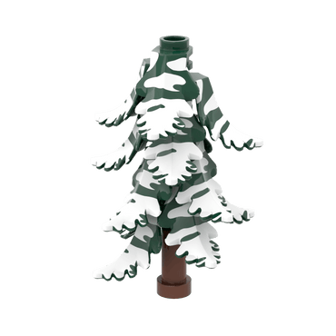 Dark Green Plant Leaf - Flocked Snow - Winter - Custom Printed - Made Using a LEGO® Part
