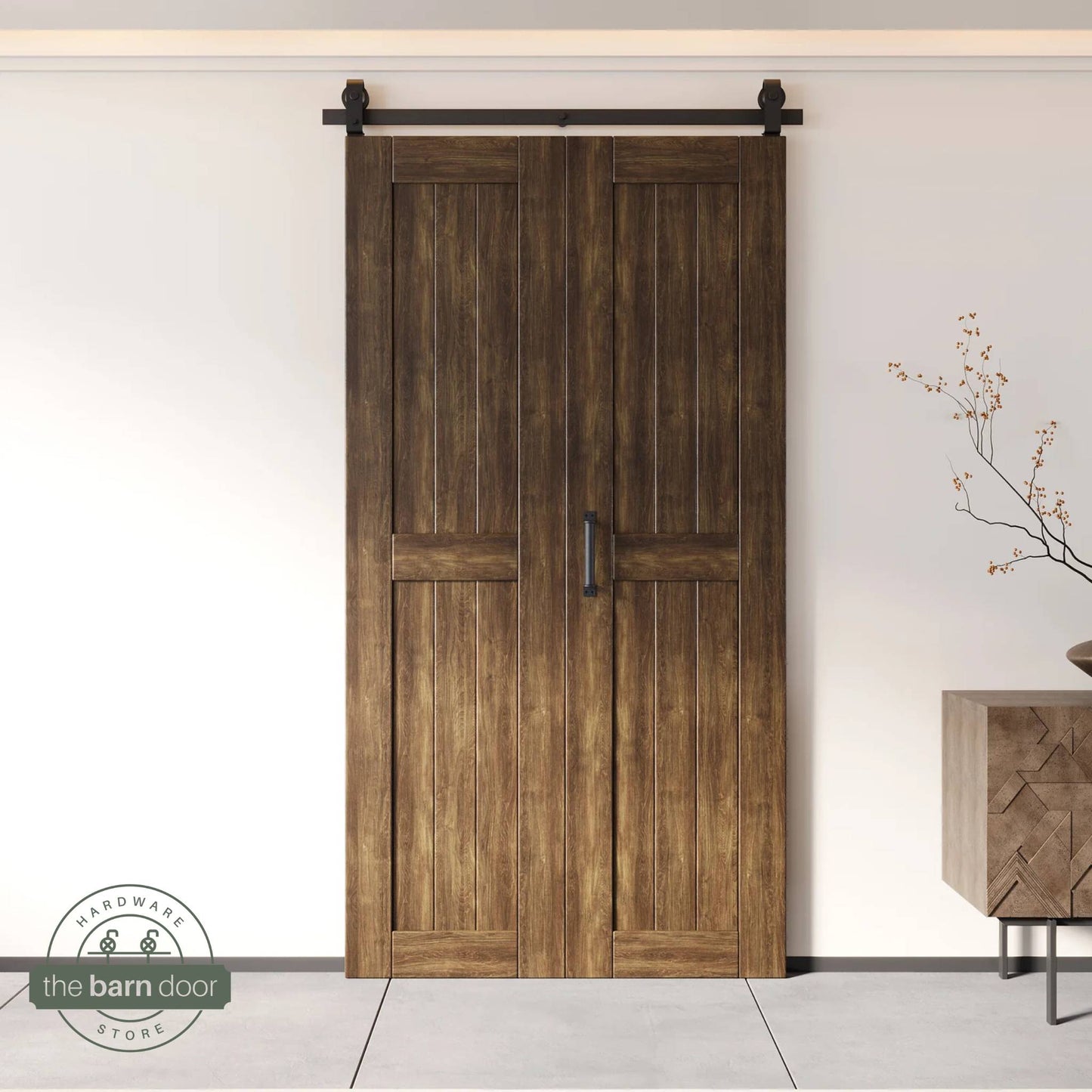 2-Door Bifold Barn Door Kit | Black Hardware