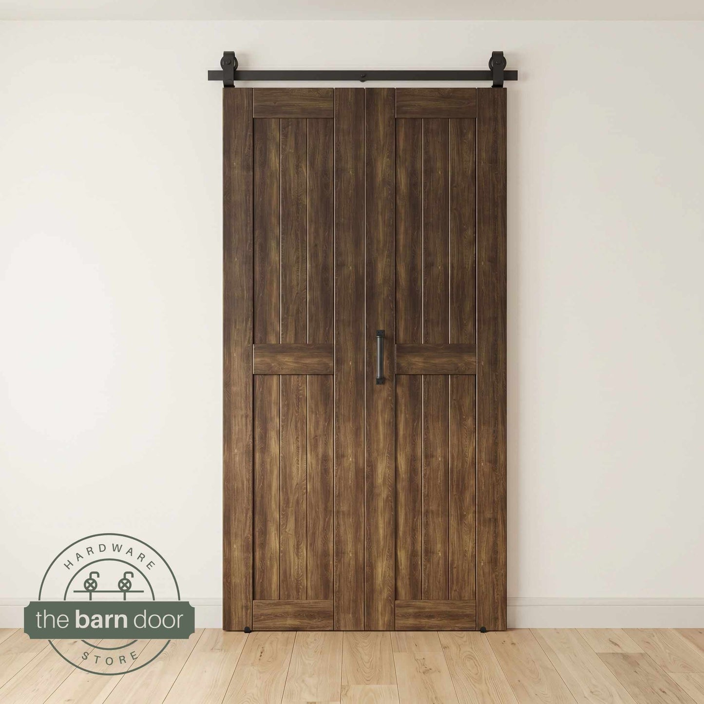 2-Door Bifold Barn Door Kit | Black Hardware