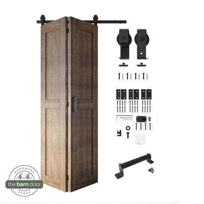 2-Door Bifold Barn Door Kit | Black Hardware