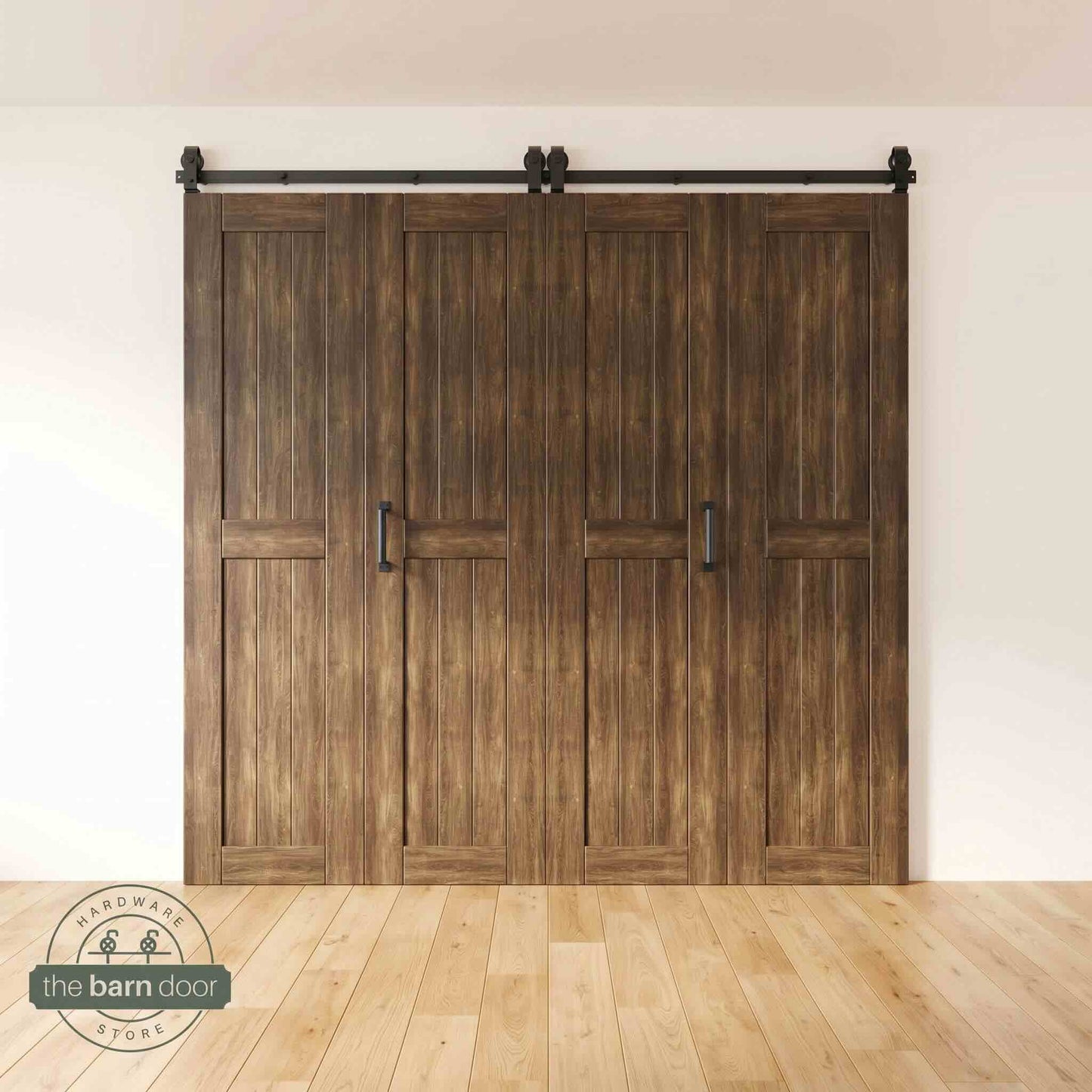 4-Door Bifold Barn Door Kit | Black Hardware