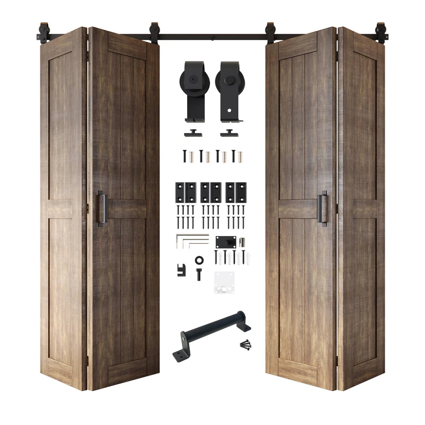 4-Door Bifold Barn Door Kit | Black Hardware