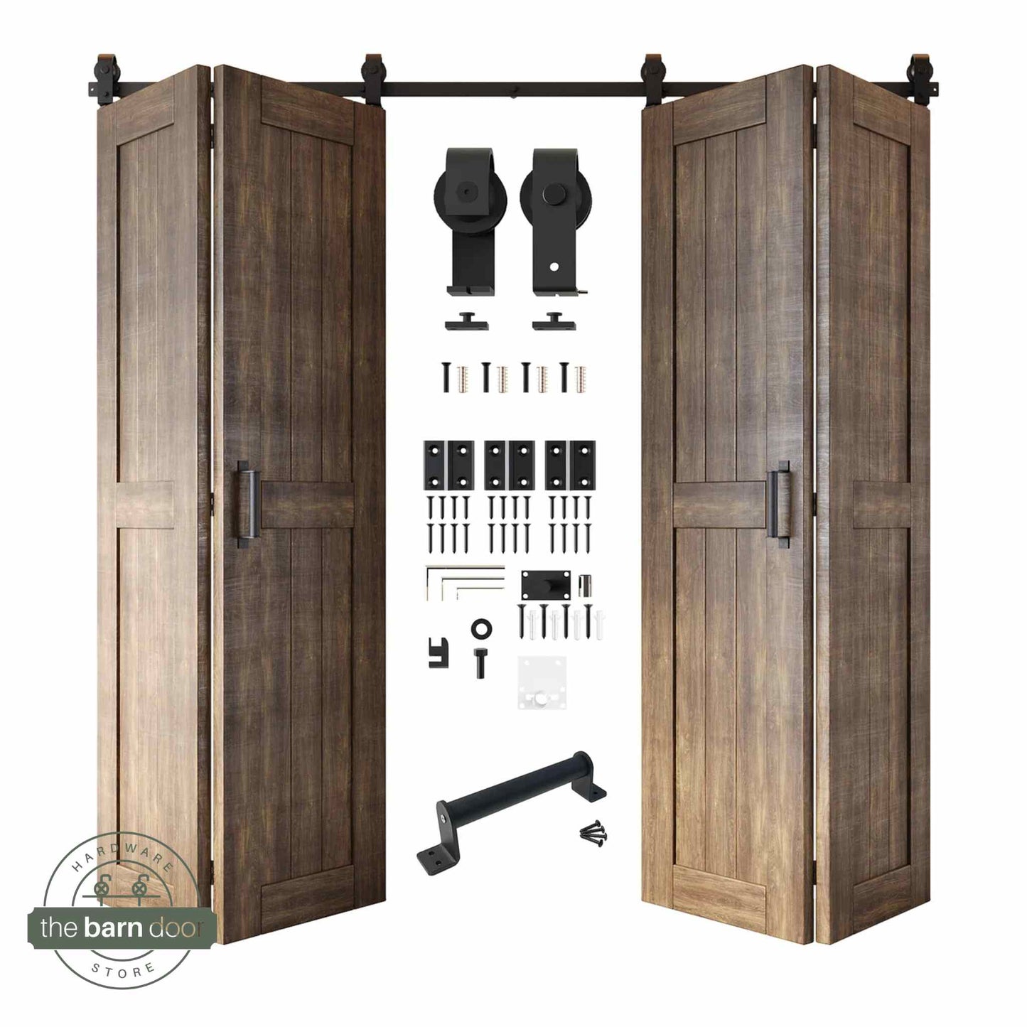 4-Door Bifold Barn Door Kit | Black Hardware