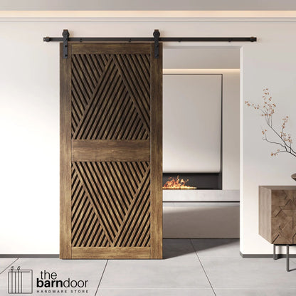Diamond Pattern Barn Door Kit | Black Hardware