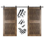 Diamond Pattern Double Door Barn Door Kit | Black Barn Door Hardware