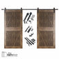 Diamond Pattern Double Door Barn Door Kit | Black Barn Door Hardware