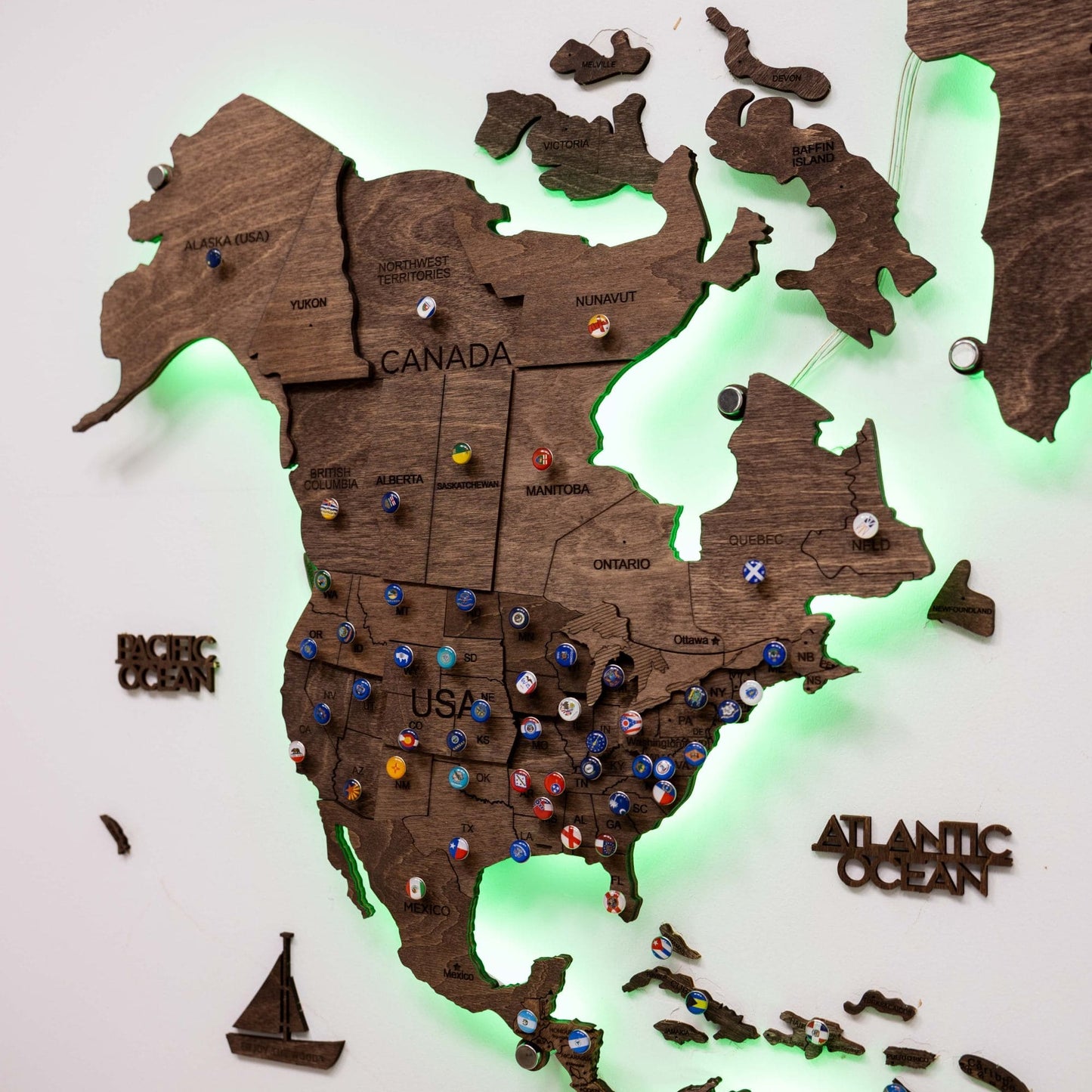 3D LED Wooden World Map 3.0 Dark Walnut