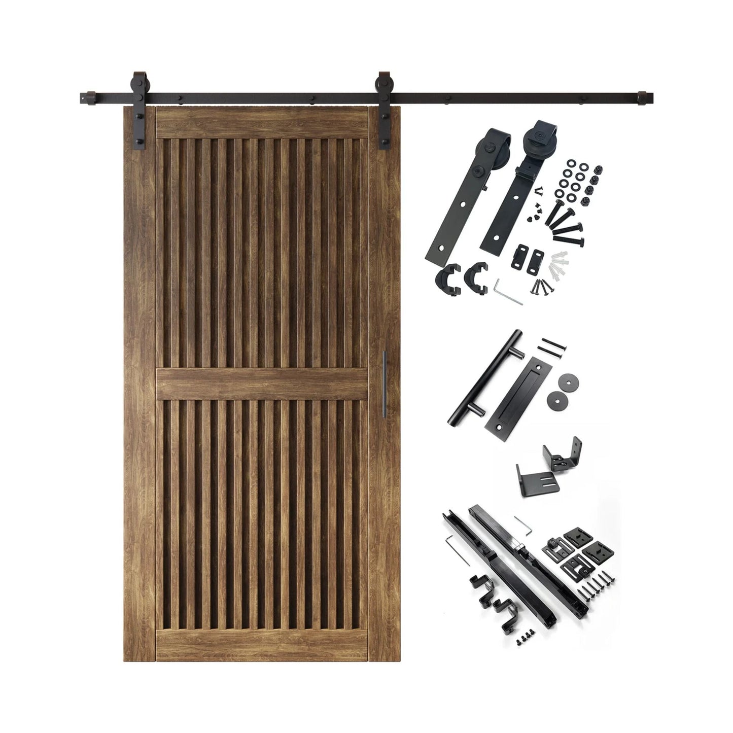 Vertical Slat Barn Door Kit | Black Hardware