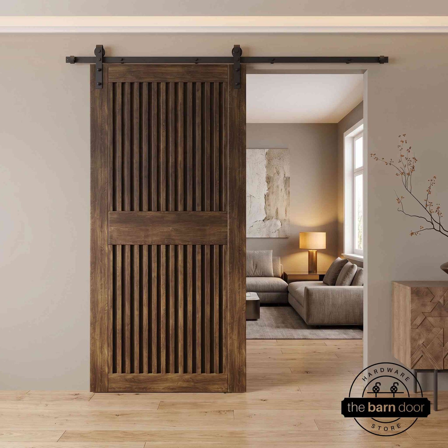 Vertical Slat Barn Door Kit | Black Hardware