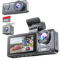 1080P Triple Dash Cam Front, Inside and Rear with 32GB Card, Night Vision, HDR & More
