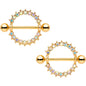 14G 9/16 Aurora Gem Gold PVD Halo Wreath Nipple Shied Set