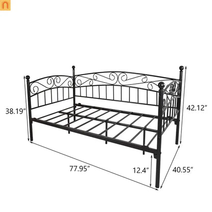Daybed Metal Black Twin Headboard 450 lb No Box Spring 12in