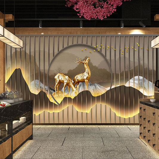 Luxury Chinese Silk Cloth Office Wallpaper Mock Partition
