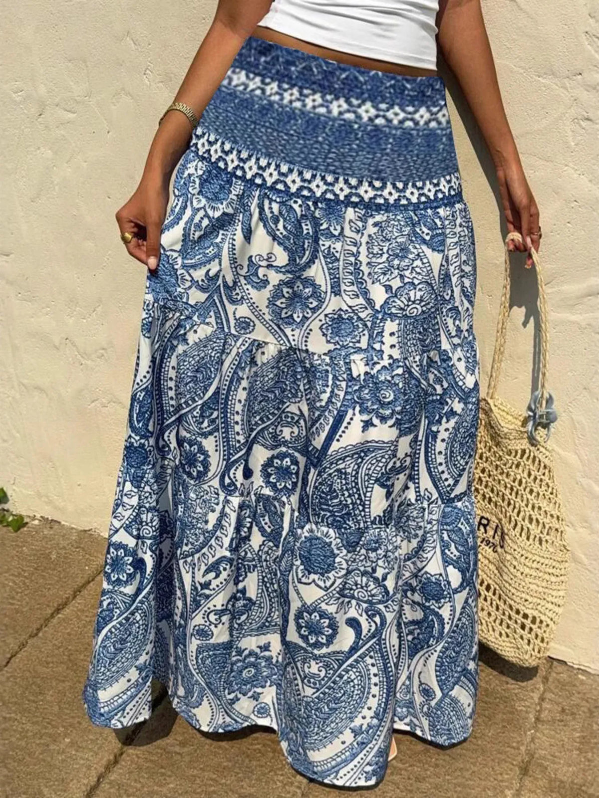 Printed Tiered Maxi Skirt