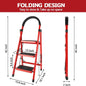 Folding 3/4-Step Ladder – Portable Steel Step Stool, Anti-Slip