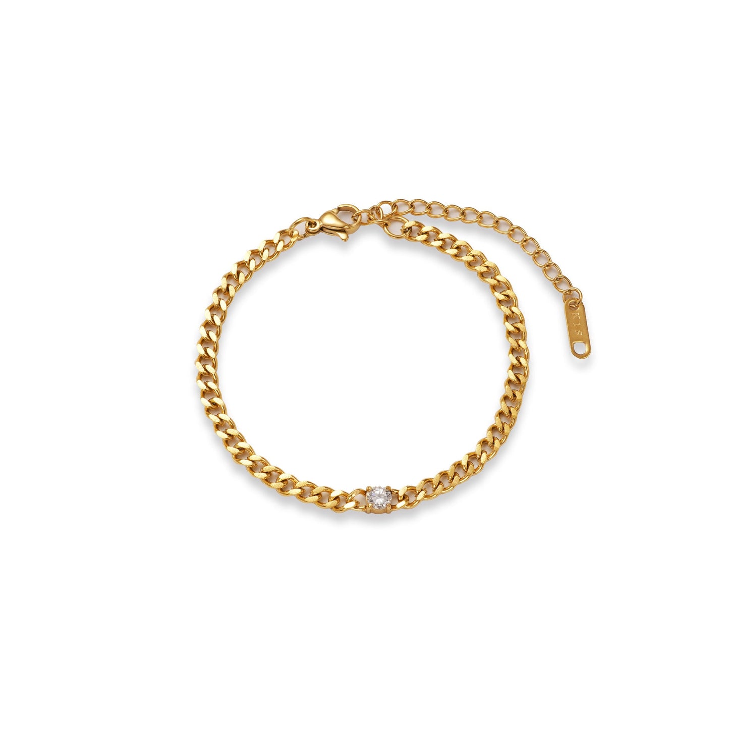 Fashion Titanium Steel Matte Chain Water Drop Zircon Bracelet Set