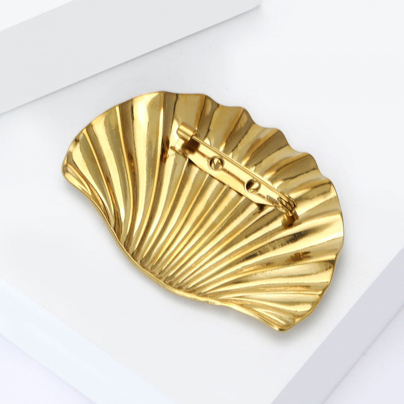 Exquisite And Fashionable Stainless-steel Shell-shaped Brooch