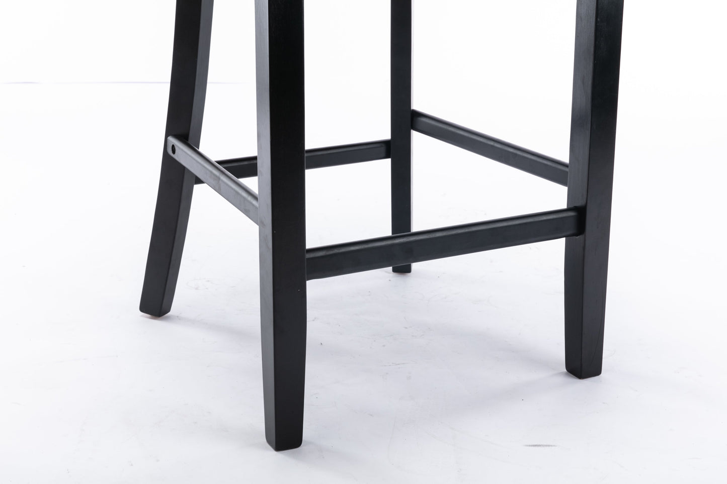 Contemporary Velvet Upholstered Barstools Button Tufted with Wooden Legs Set of 2, Blue