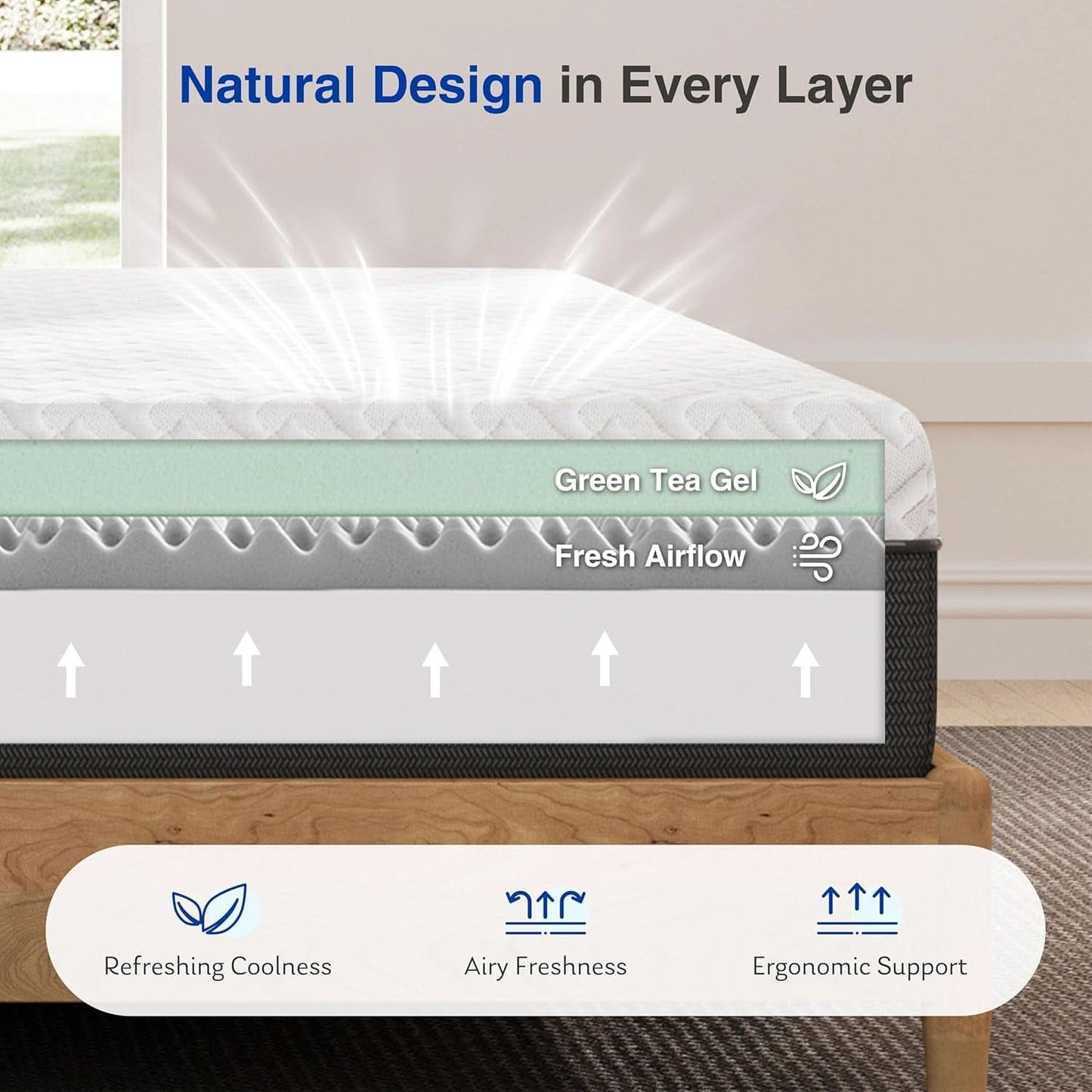 Queen Memory Foam Mattress Gel Cooling CertiPur US Certified