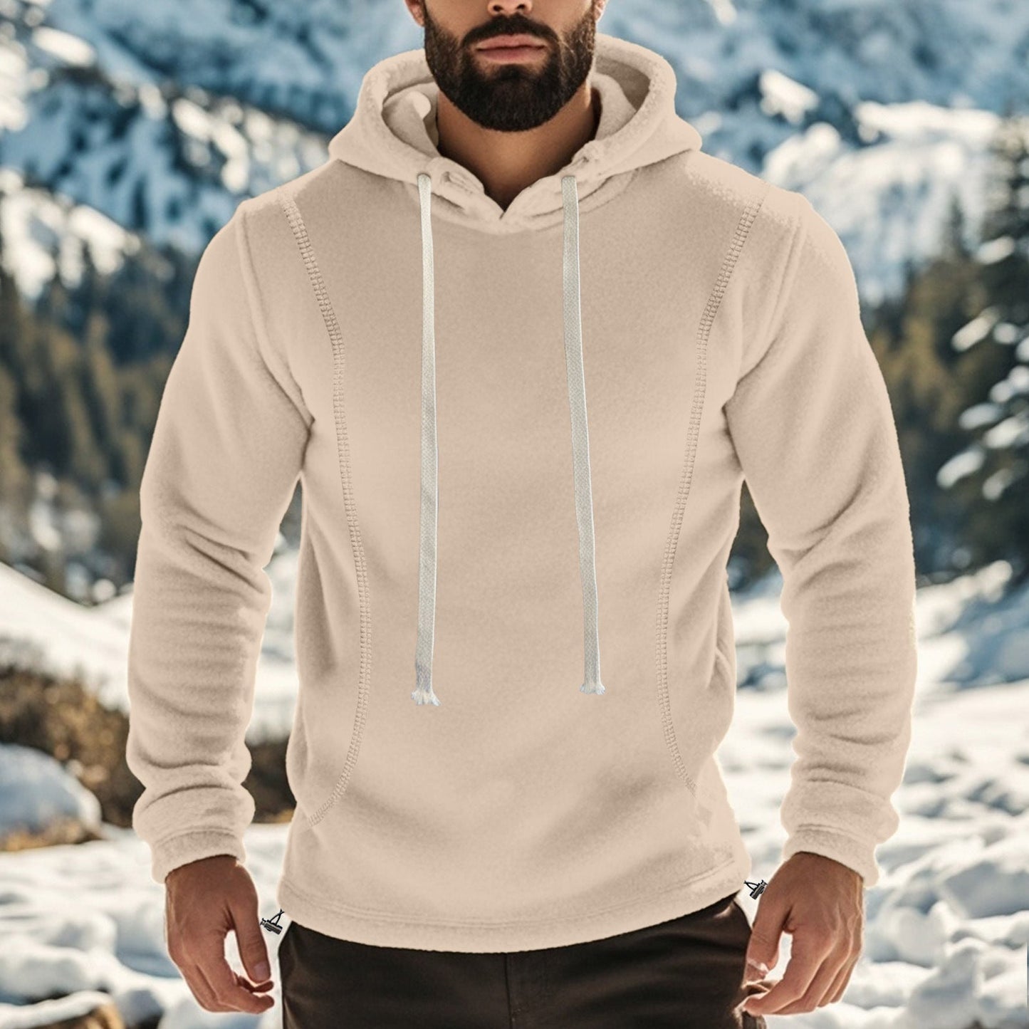 Mens Fleece Long-Sleeve Pullover Hoodie