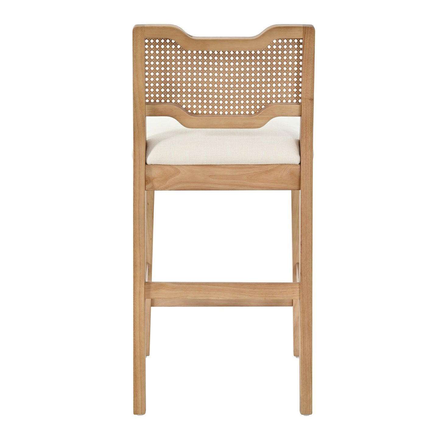 28 in Farmhouse Barstools Set of 2, Upholstered Iron Counter Stools with Rattan Backrest