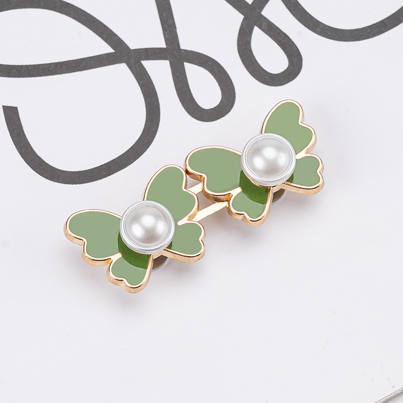 Pearl butterfly waist buckle-pink-alloy-1 pair