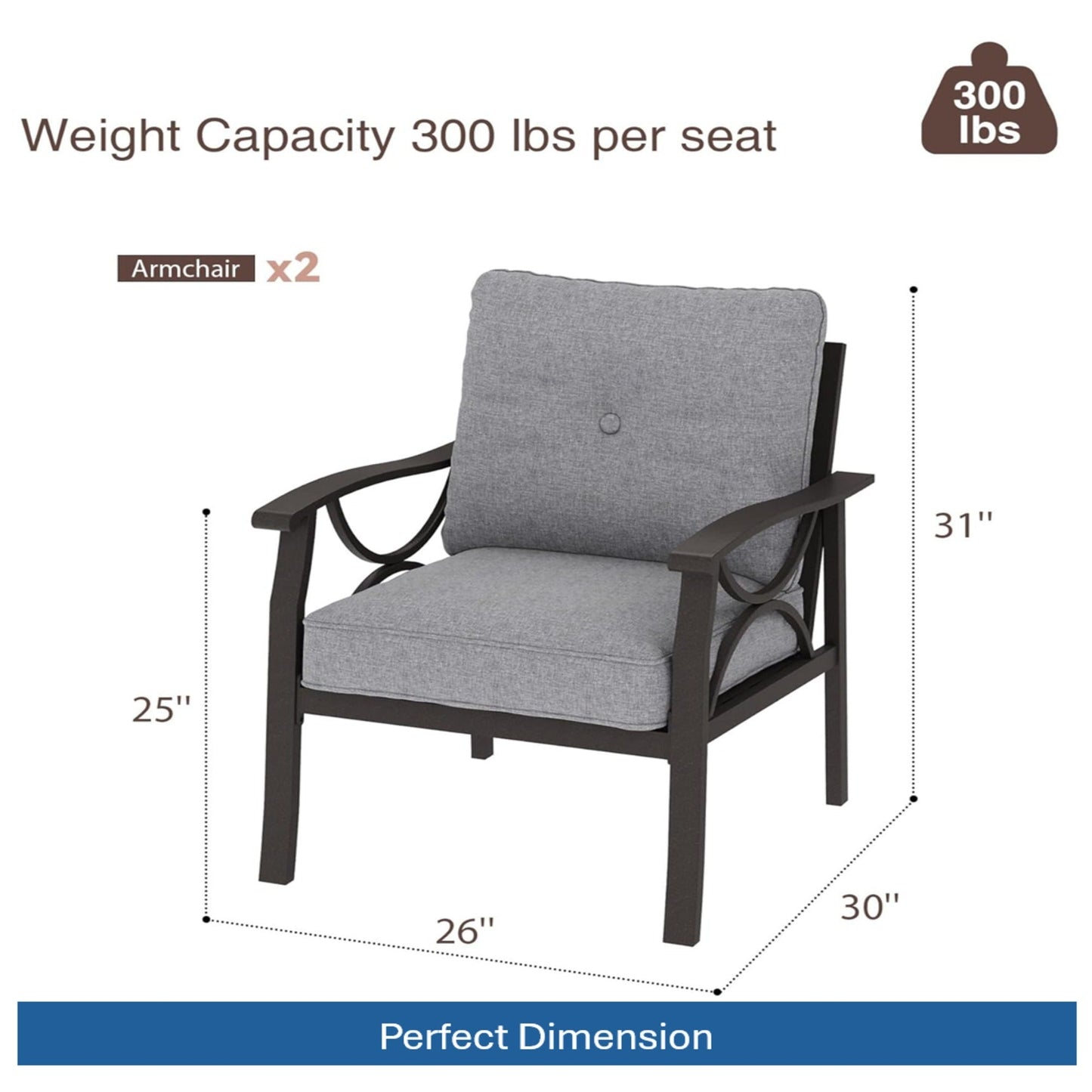 Outdoor Patio Set Steel 8 Piece Seats 9 Khaki Gray