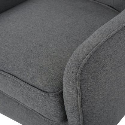 Accent Chair Mid-Century Charcoal Fabric Tufted Back Wood Legs 25x30x31 In