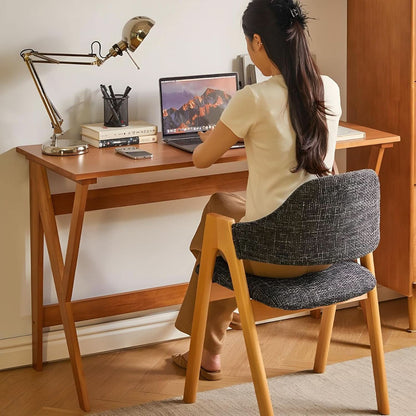 Natural Oak Industrial Style Solid Wood 47 Inch Wide Desk